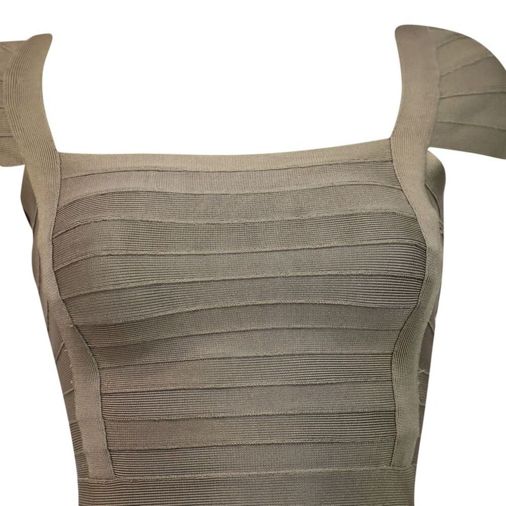 Herve Leger Kristen Mini Dress in Olive Rayon - Picture 7 of 7